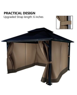 Gazebo Curtain Replacement-Universal 4-Panel Sidewalls 10'x13',Patio Privacy Curtains with Double Zipper,UV Resistant,Perfect for Outdoor Canopy,Garden,Backyard (Curtain Only) Brown and Coffee