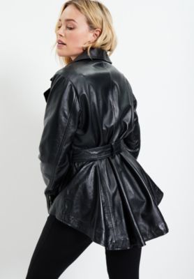 Women's June + Vie High-Low Peplum Leather Jacket