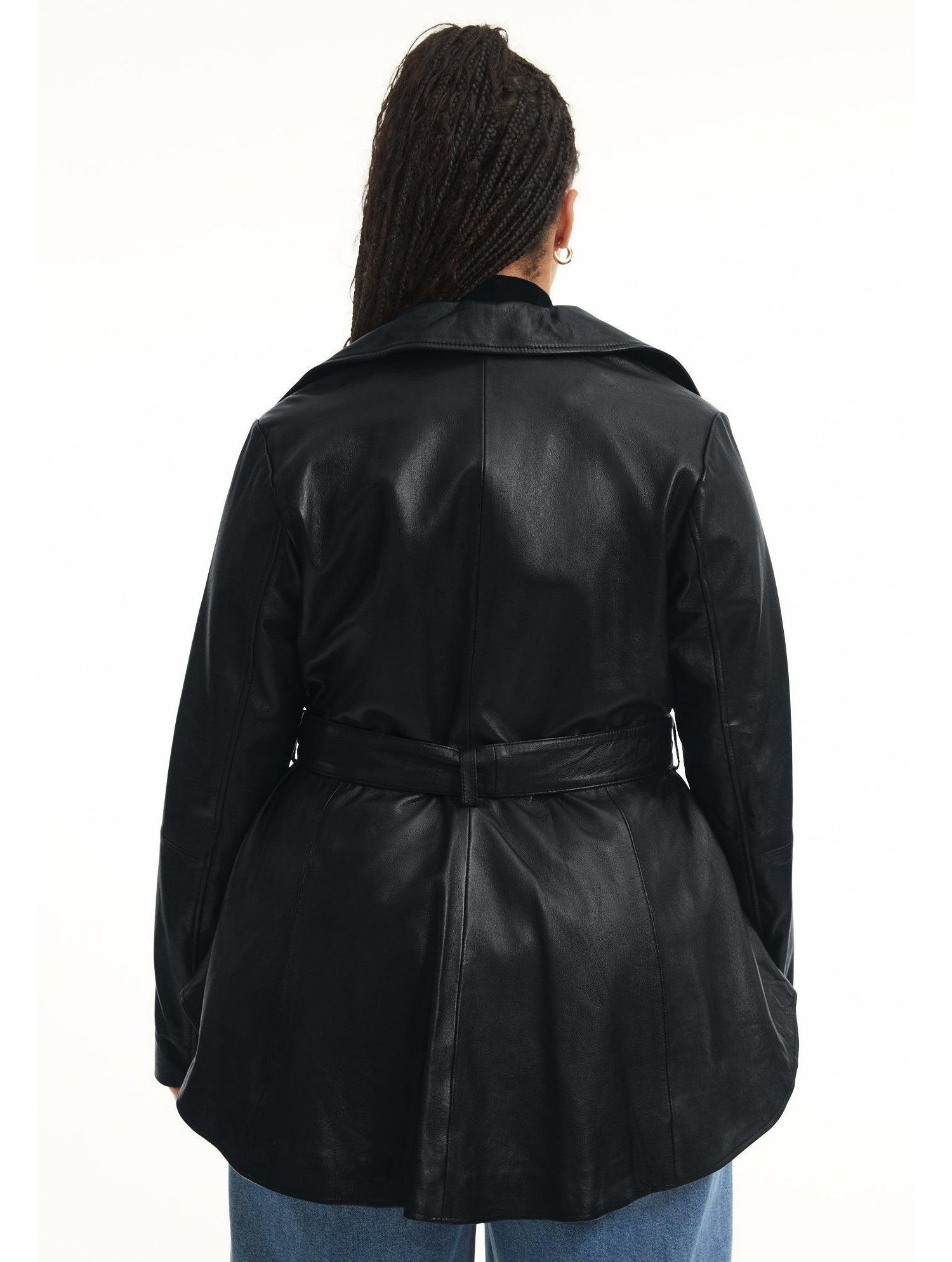Women's June and Vie High-Low Belted Leather Jacket