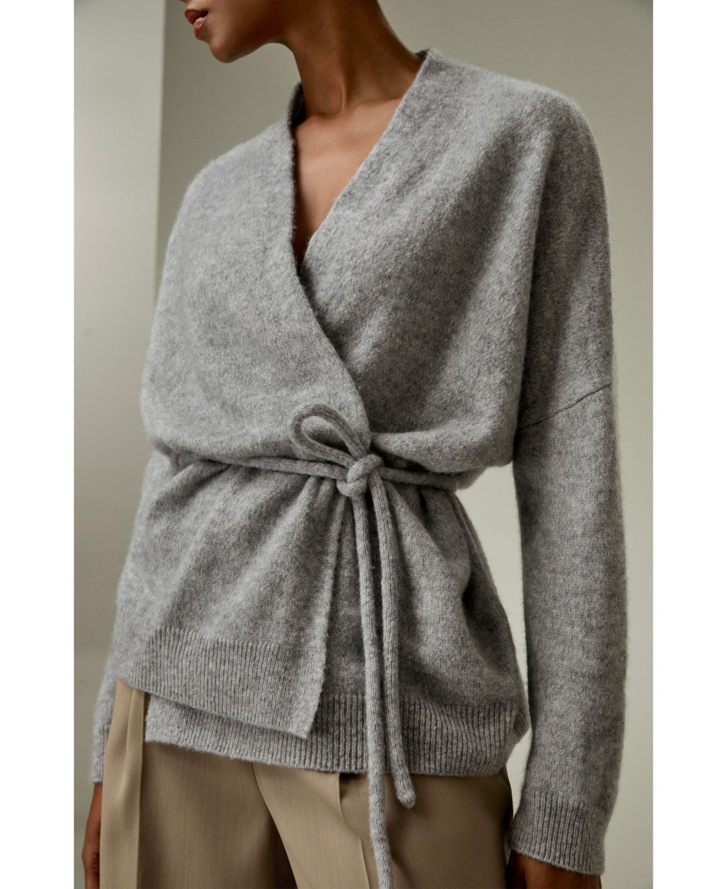 Women's Lounge Wrap Wool Knit Cardigan