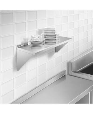 14" x 36" Stainless Steel Shelf, NSF Commercial Wall Mount Shelving w/ Backsplash, Floating Metal Mounted Shelves for Restaurant, Kitchen, Home