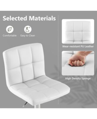 Armless PU Leather Bar Stool with Adjustable Height and Swivel Seat