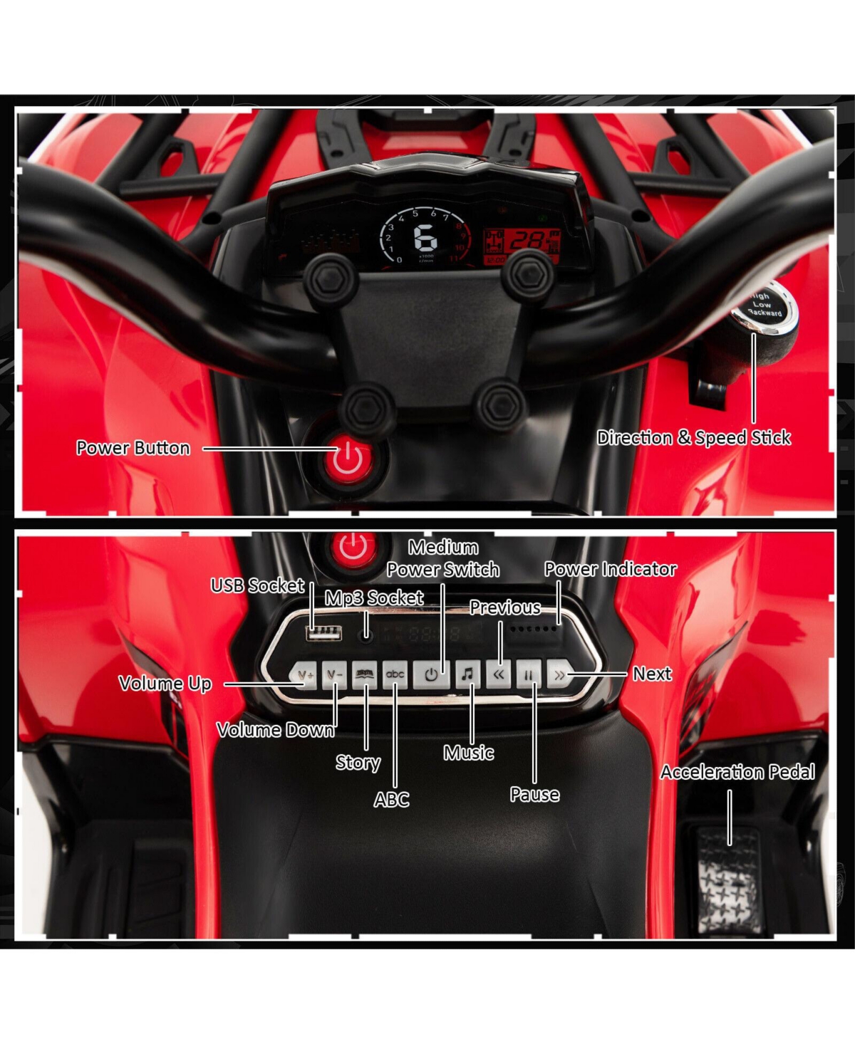 12V Kids Ride On Atv 4 Wheeler with MP3 and Headlights