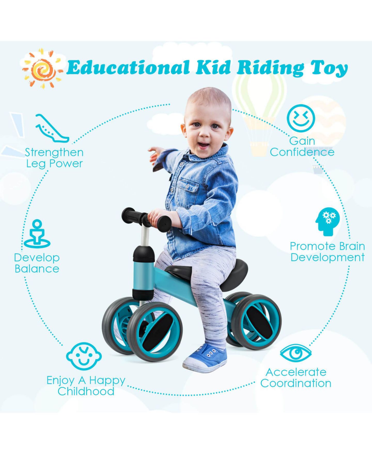 Детская игрушка SUGIFT 4-Wheel Lightweight Balance Bike, Ages 1+ — фото 7