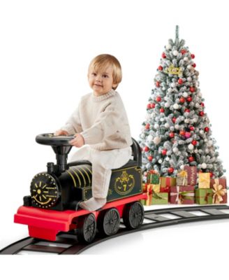 6V Electric Kids Ride On Train Motorized Train Toy w/ Track & 6 Wheels Green