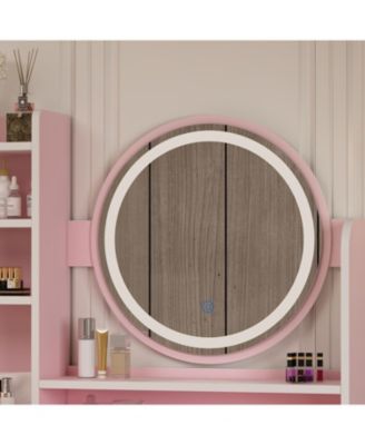 Light Mirror 5-Drawers White  Makeup Vanity Set Dressing Desk