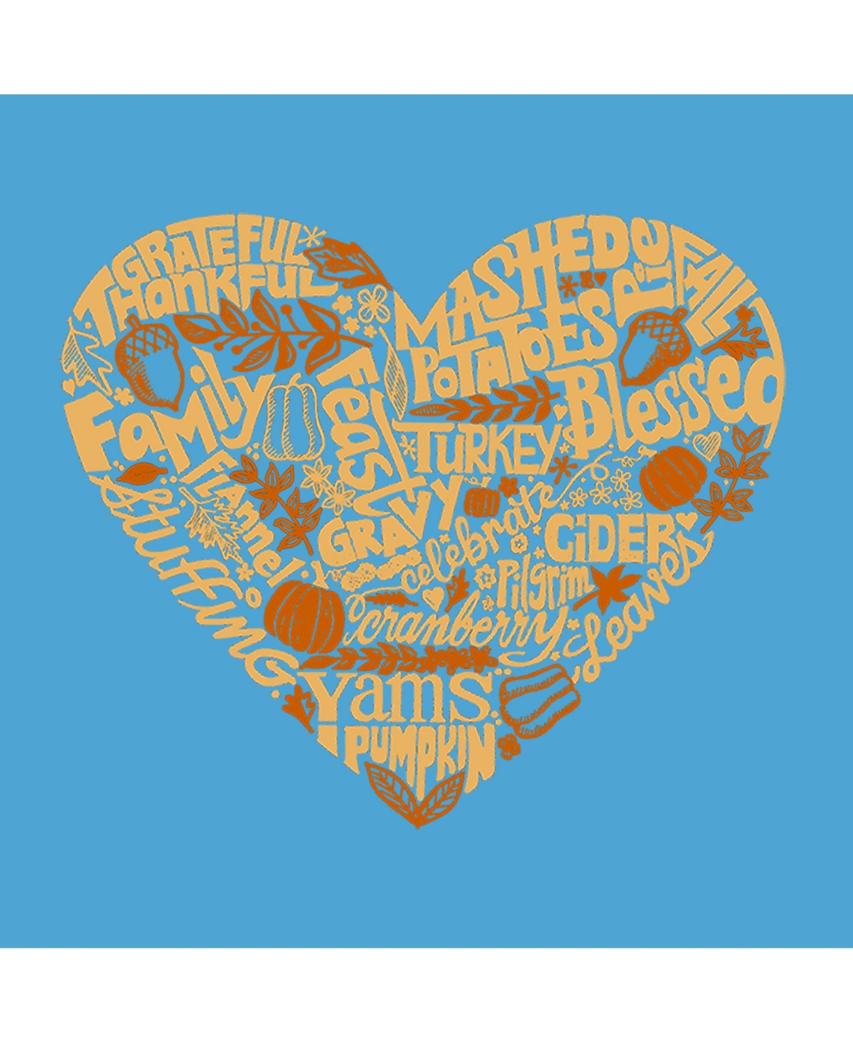 La Pop Art Girls Thanksgiving Heart Word Art T-Shirt