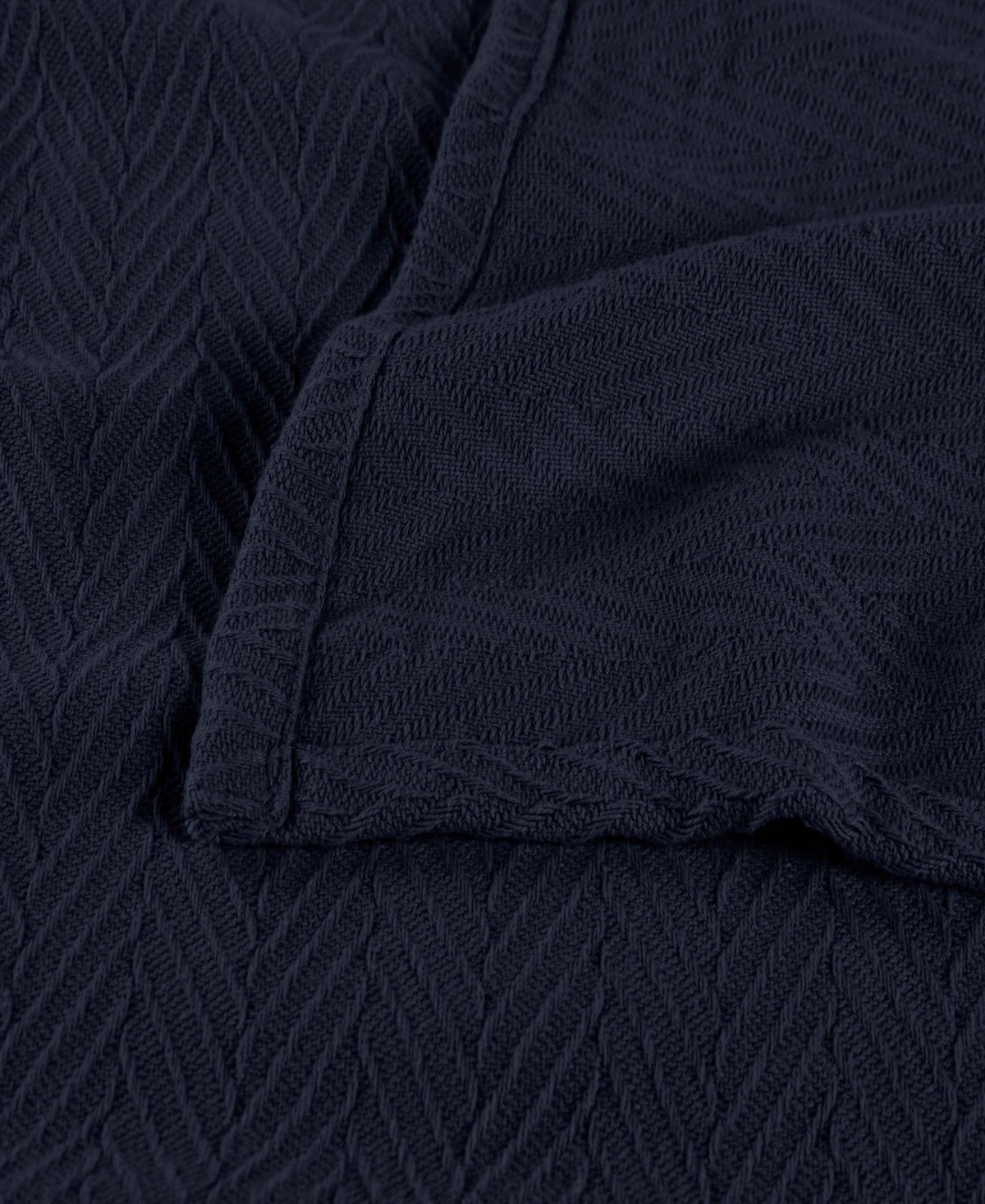 Superior Chevron All-season Cotton Throw, 50" X 60" In Navy Blue