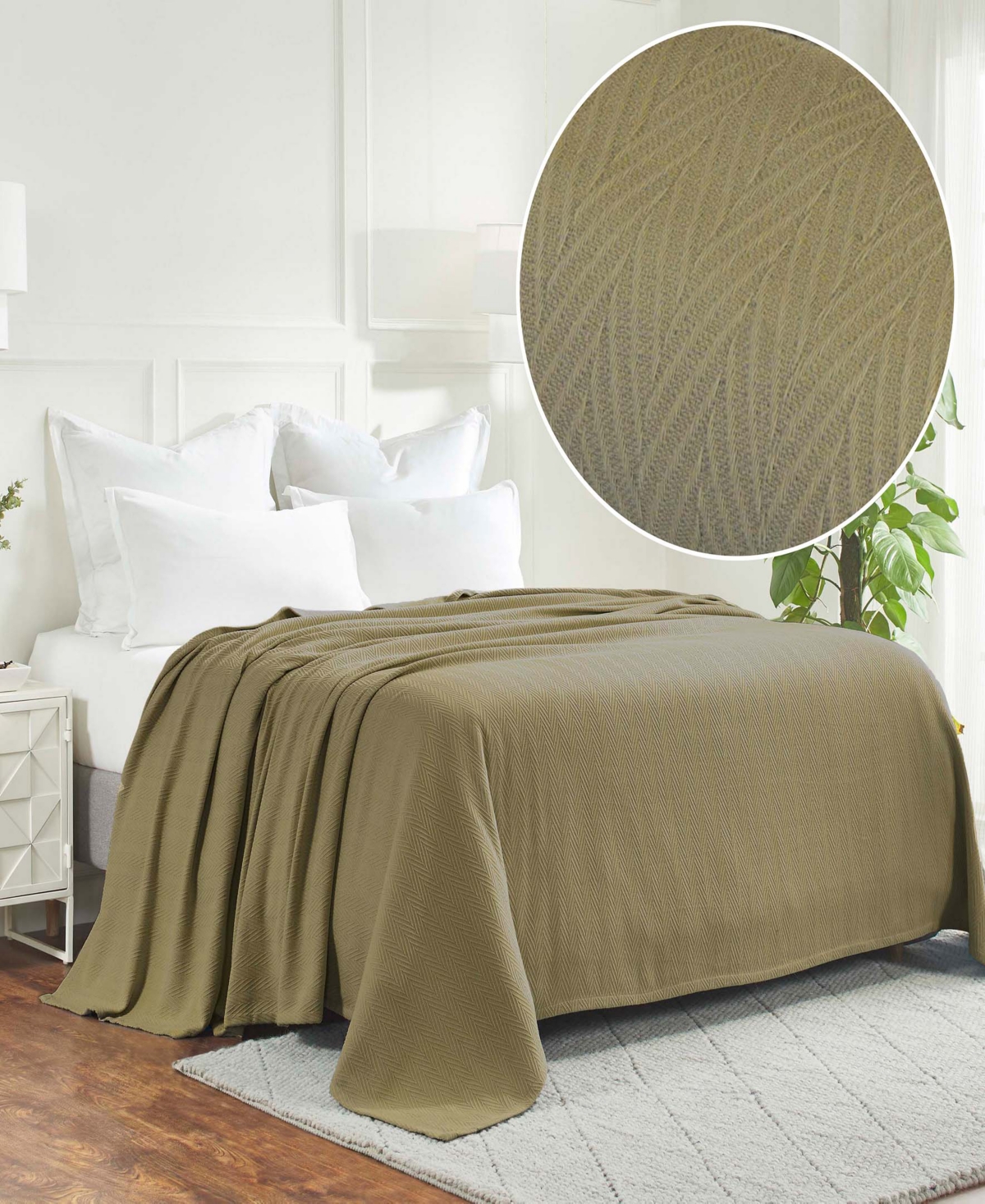 Superior Chevron All-season Cotton Blanket, Full/queen In Sage