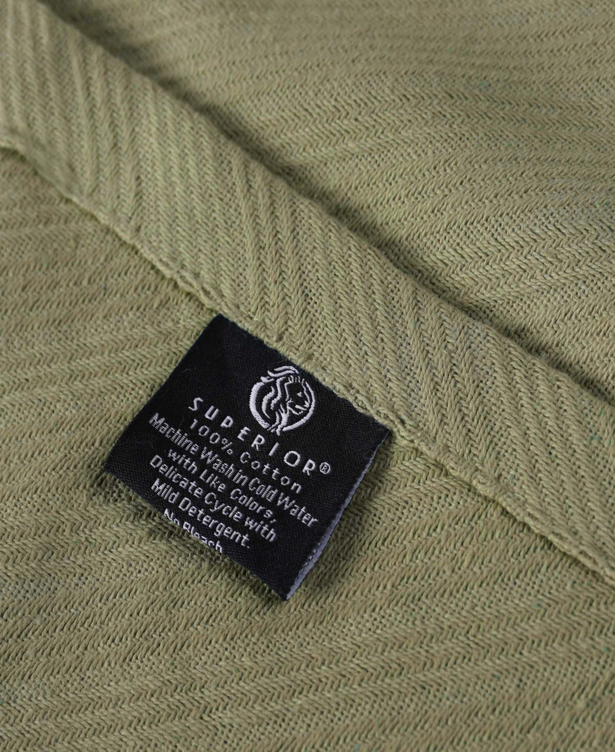 Superior Milan Cotton Jacquard Dobby Weave Textured Striped Lightweight Woven Blanket, California King In Sage
