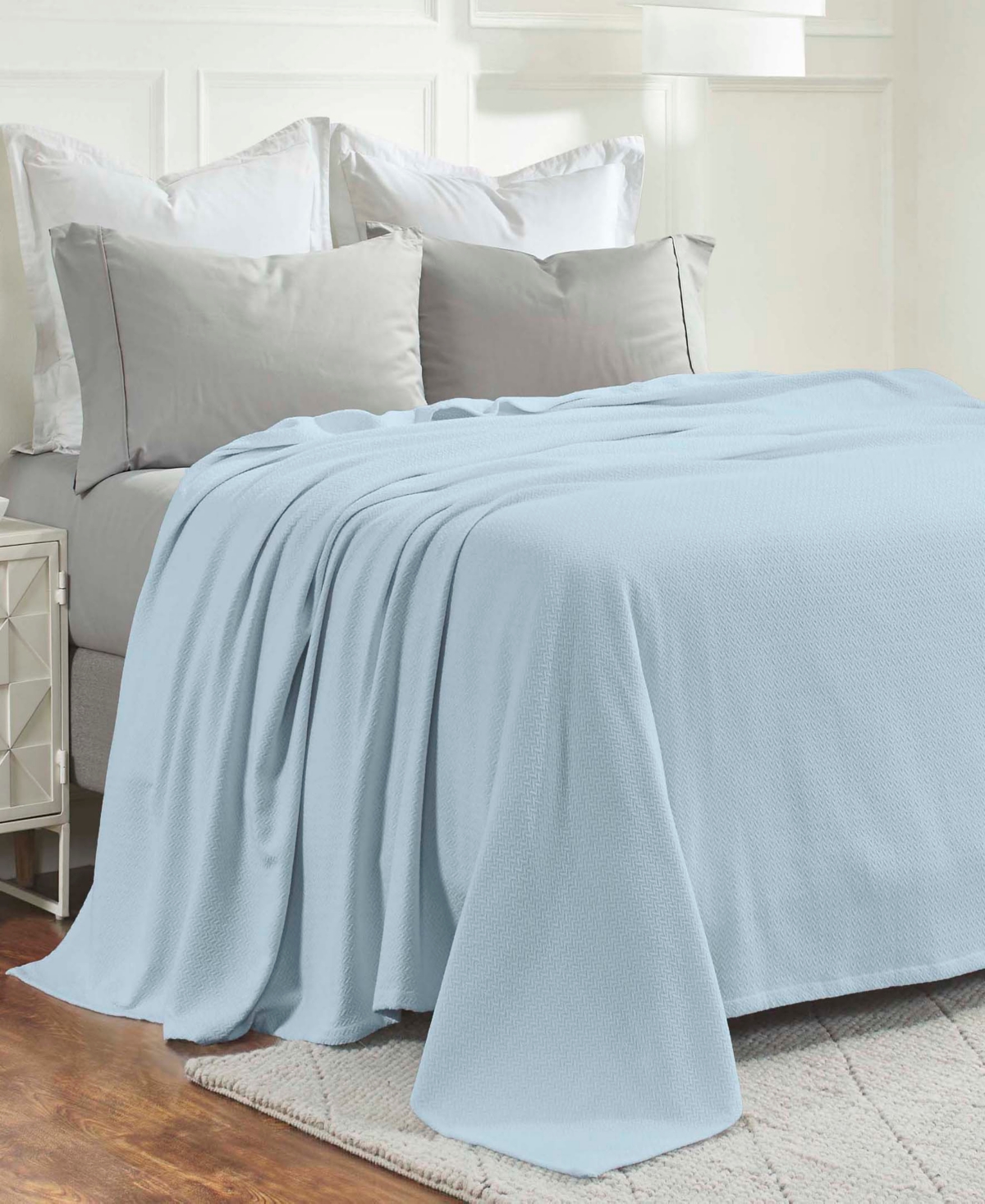 Superior Nobel Cotton Jacquard Dobby Weave Textured Chevron Lightweight Woven Blanket,