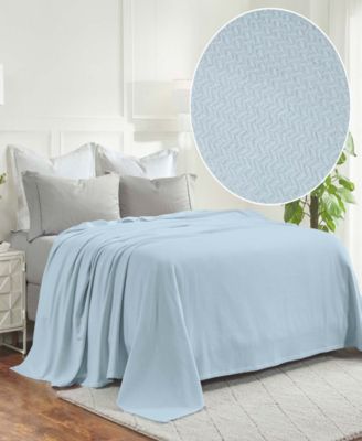 Nobel Cotton Jacquard Dobby Weave Textured Chevron Lightweight Woven Blanket, Full/Queen