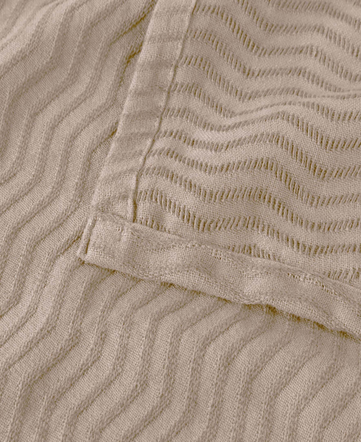 Superior Jena Cotton Textured Chevron Lightweight Woven Blanket, Twin In Khaki