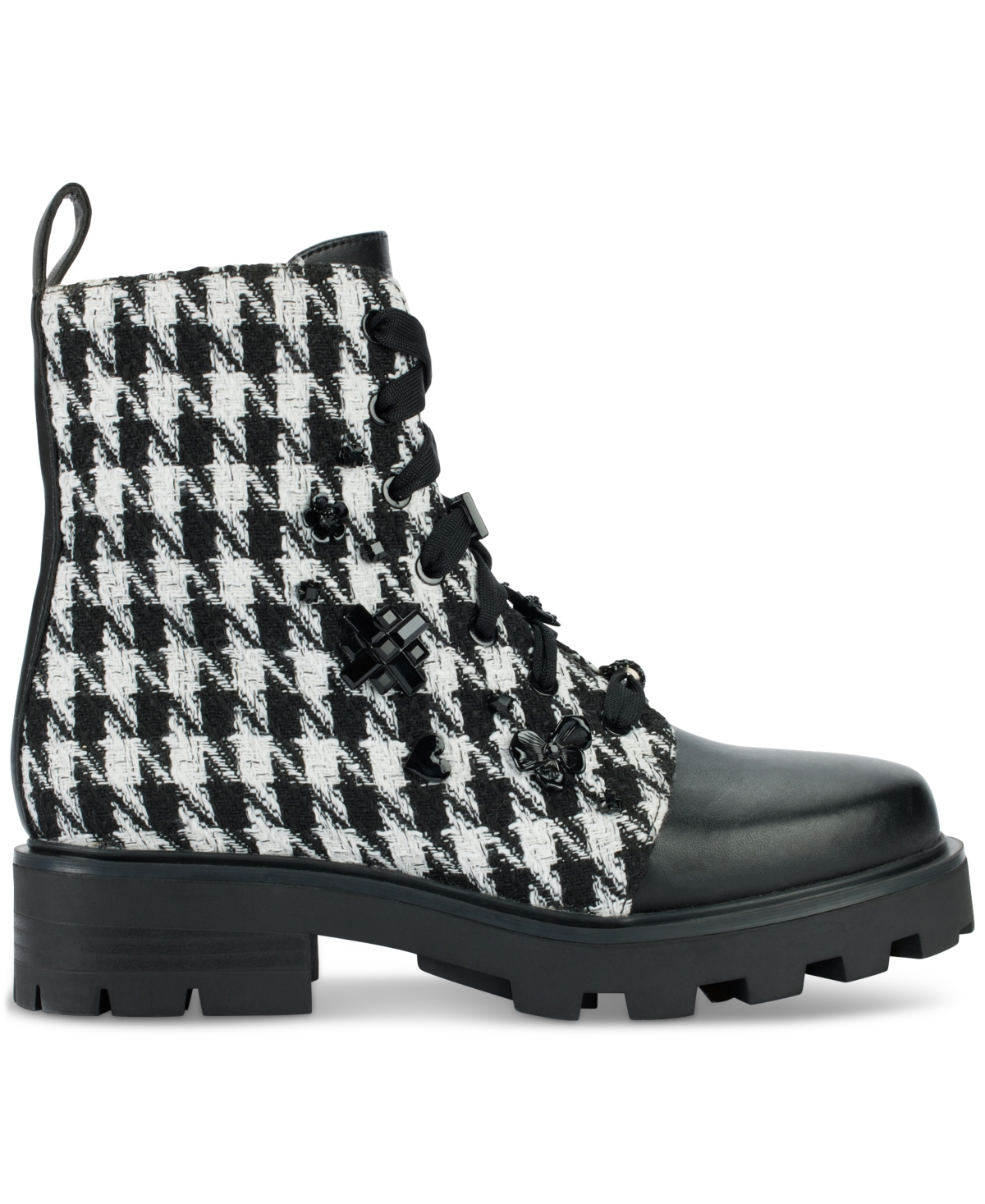 Karl Lagerfeld Paris Makenzie Combat Boot In Black,white