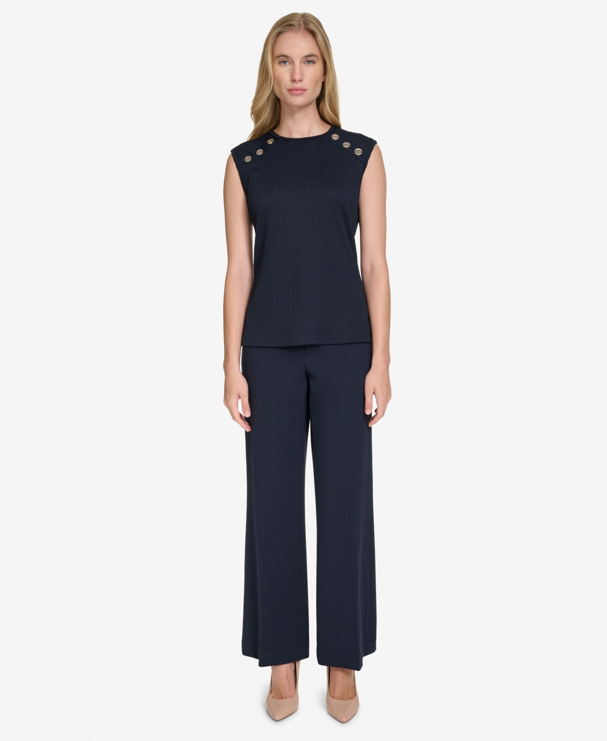 Tommy Hilfiger Women's Button-Trim Sleeveless Top