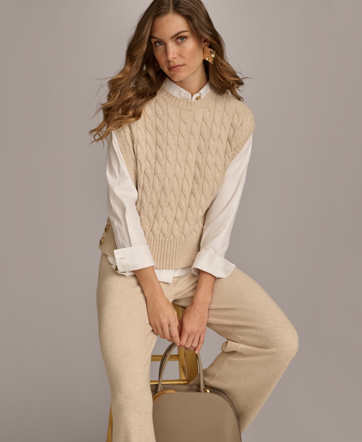 Donna Karan New York Women's Cable-Knit Sweater Vest