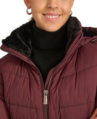 Women's Faux-Fur-Lined Hooded Puffer Coat