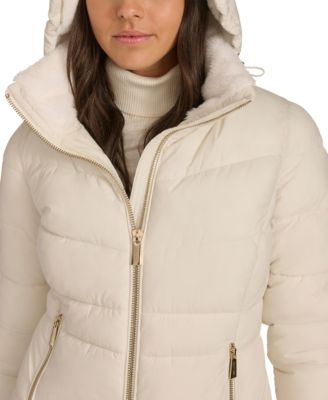Women's Faux-Fur-Lined Hooded Puffer Coat