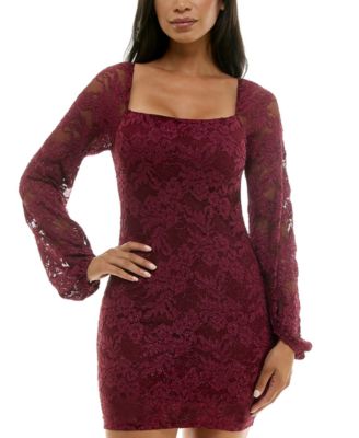 Emerald Sundae - Juniors' Glitter Lace Bodycon Mini Dress