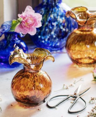 Hibiscus Glass Tortoiseshell Bud Vase