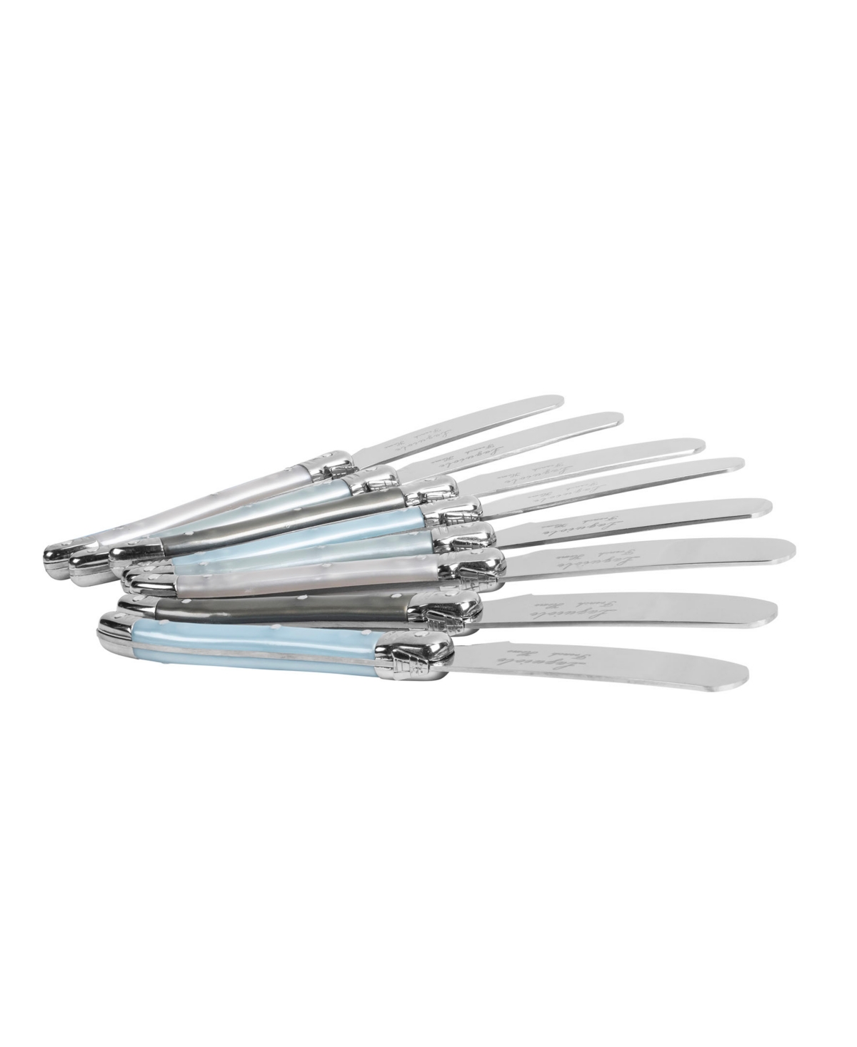 French Home Laguiole 8-piece Cheese Flatware Set In Tan,blue,white