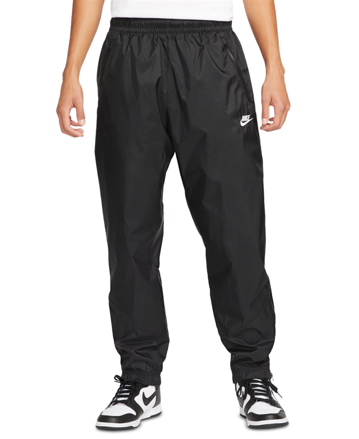 Nike Men's Windrunner Woven Lined Pants In Black,black,white
