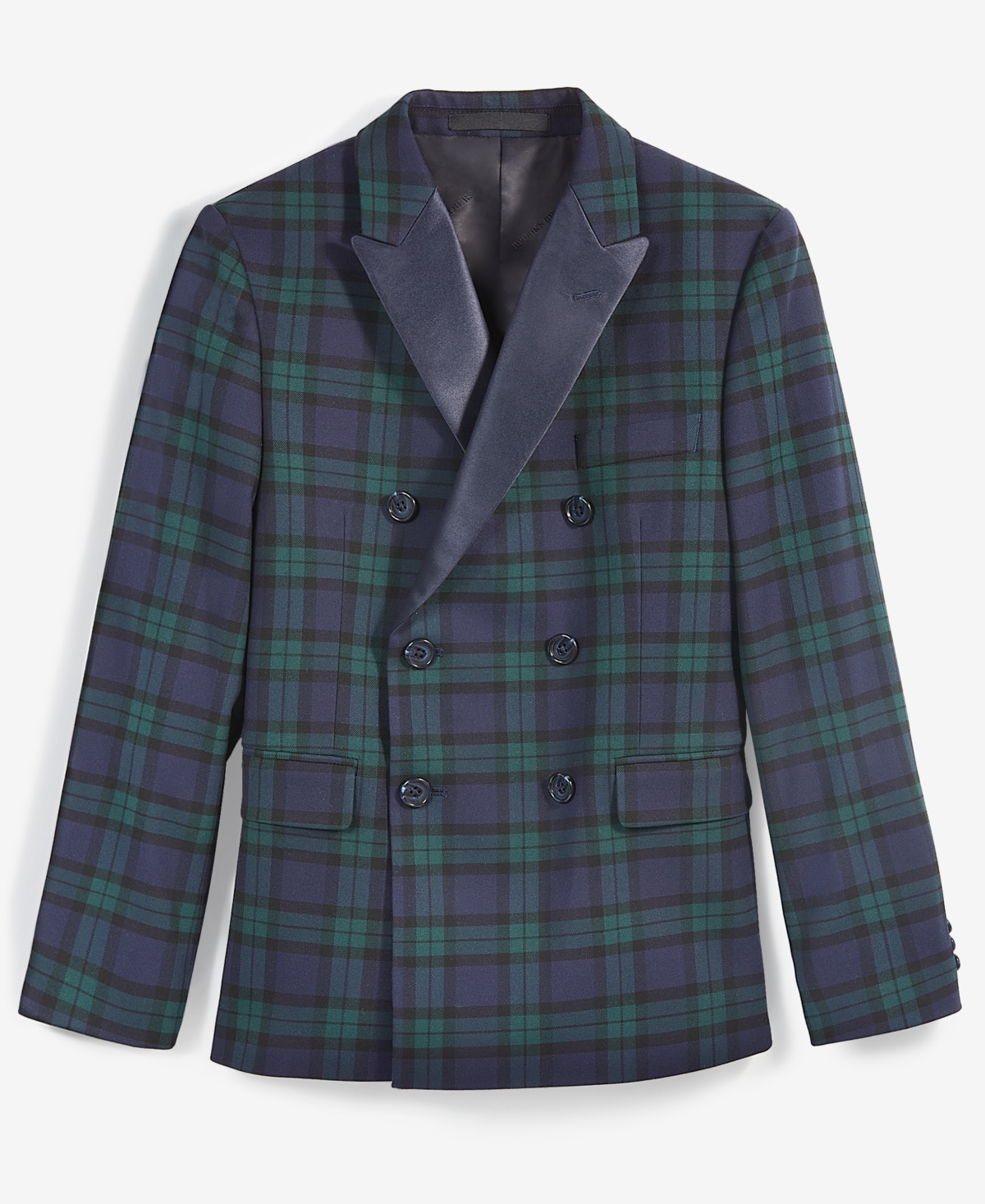B by Brook Brothers Big Boys Plaid Double-Breasted Jacket -green