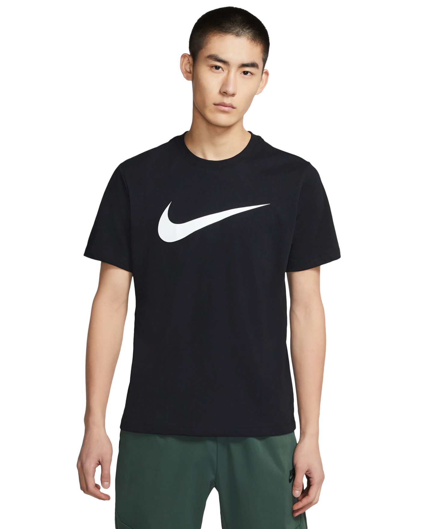 Мужская футболка Nike Sportswear Swoosh Short-Sleeve Crewneck, цвет: Чёрный / Белый — фото 1