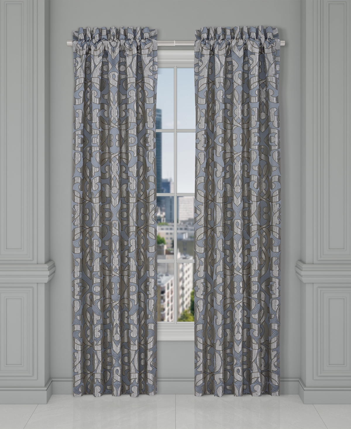 Barocco Window Panel Pair, 50" x 84" - Sterling