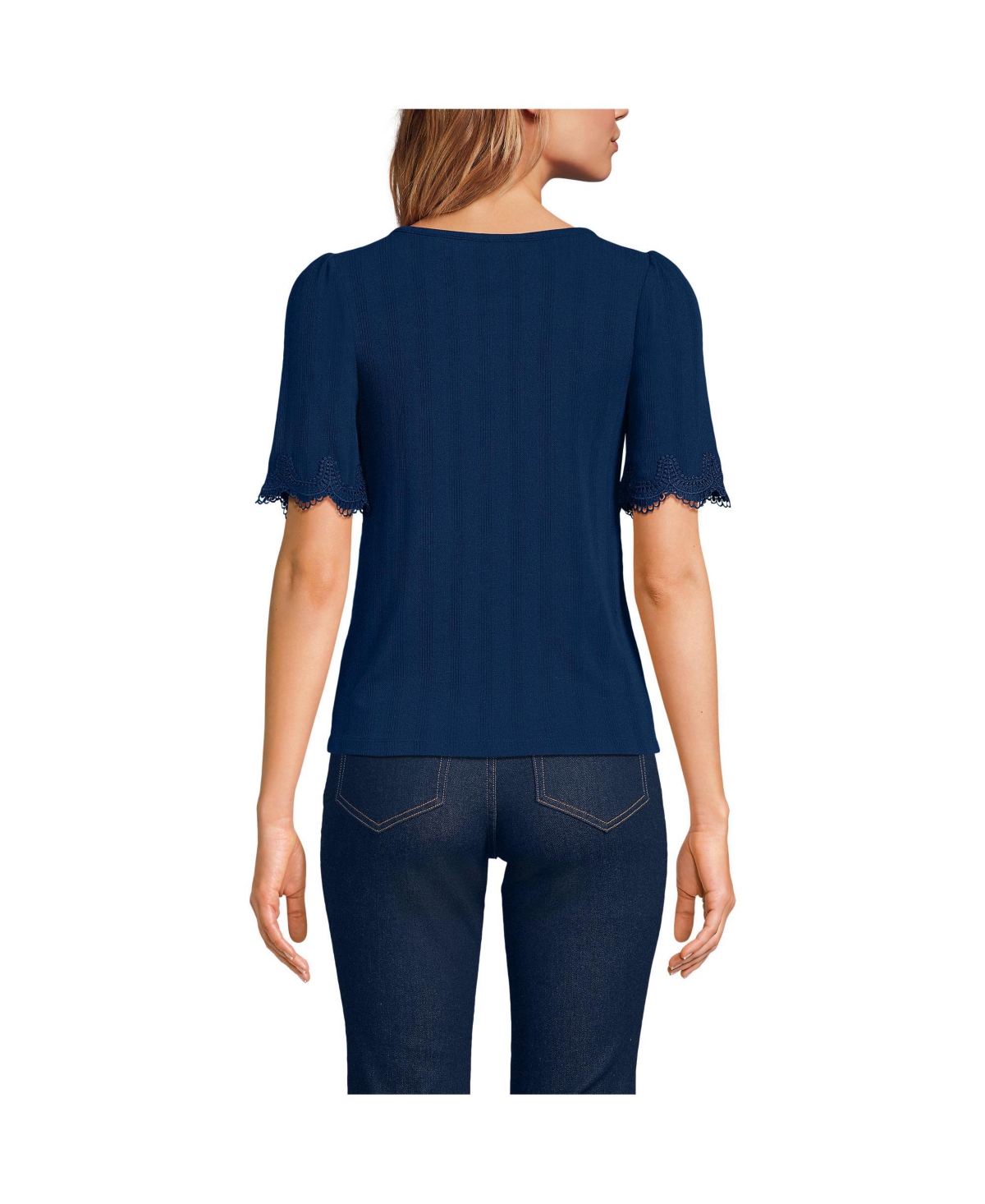 Lands' End Women's Pointelle Lace Shirt