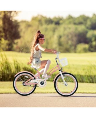 18 Inch Kids Adjustable Bike with Training Wheels - Pink