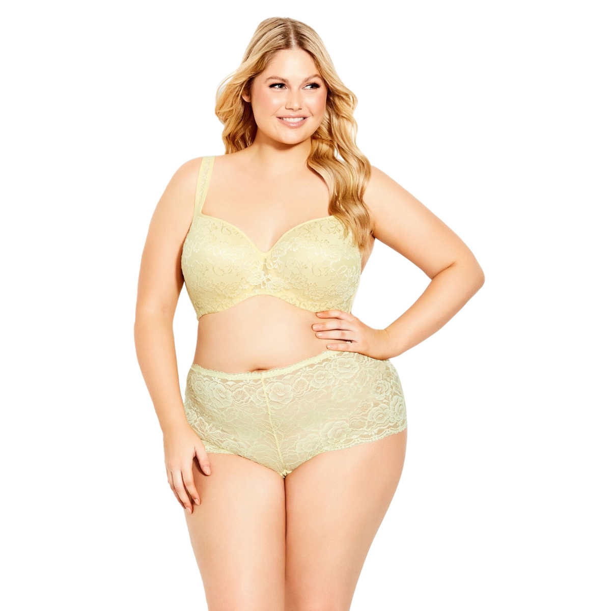 Plus Size Lace Cheeky Brief - Iris yellow