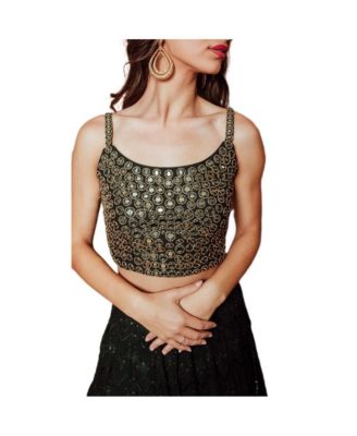 Women's Green Lehenga with Chikankari Embroidery and Hand Embroidered Blouse with Mirror Work