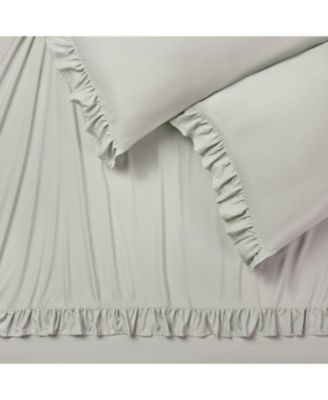 Premium Ruffle Sheet Set Soft Double-Brushed Microfiber with Chic Ruffled Hem. Includes Fitted, Flat & Pillow Cover Twin