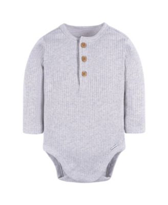 Baby Boys Long Sleeve Henley Style Onesies Bodysuits, 2-pack