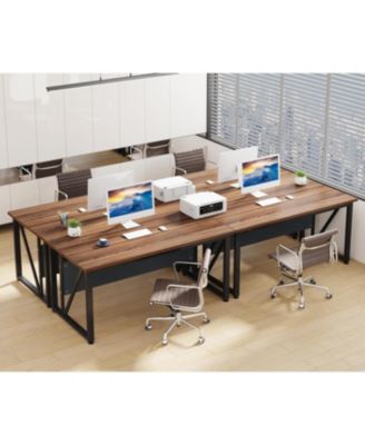 55 inches Simple Computer Desk,Home Office Desk Writing Table for Workstation,Dark Walnut + Steel Leg,Cabinet not Included