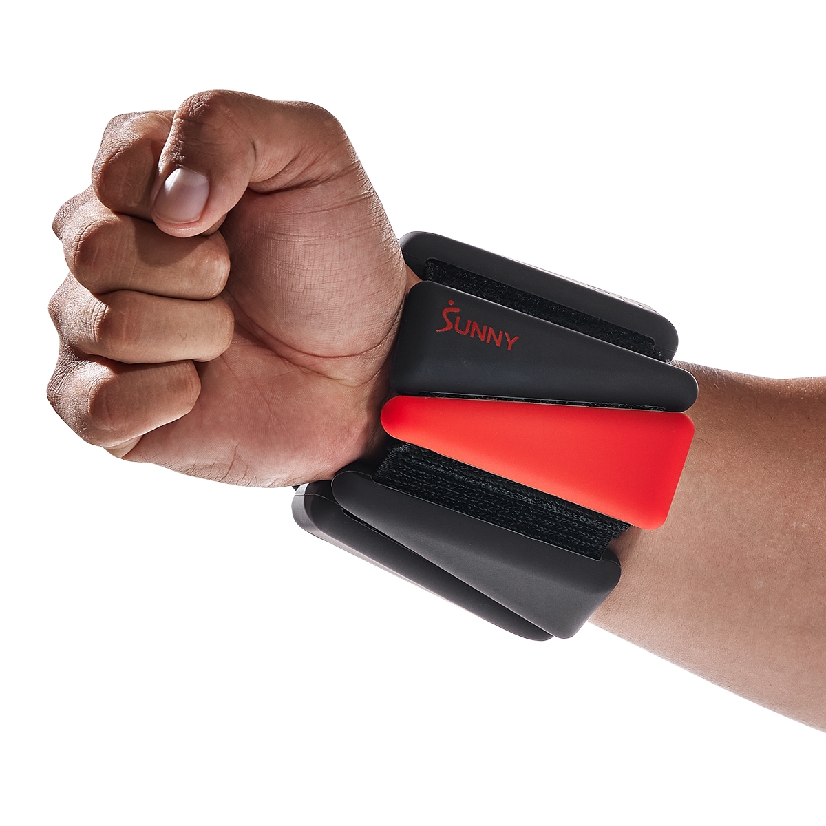 4 Lb Wearable Arm Weights, Set of 2 (2 Lb Each), Adjustable Silicone Ankle Weights - Black red