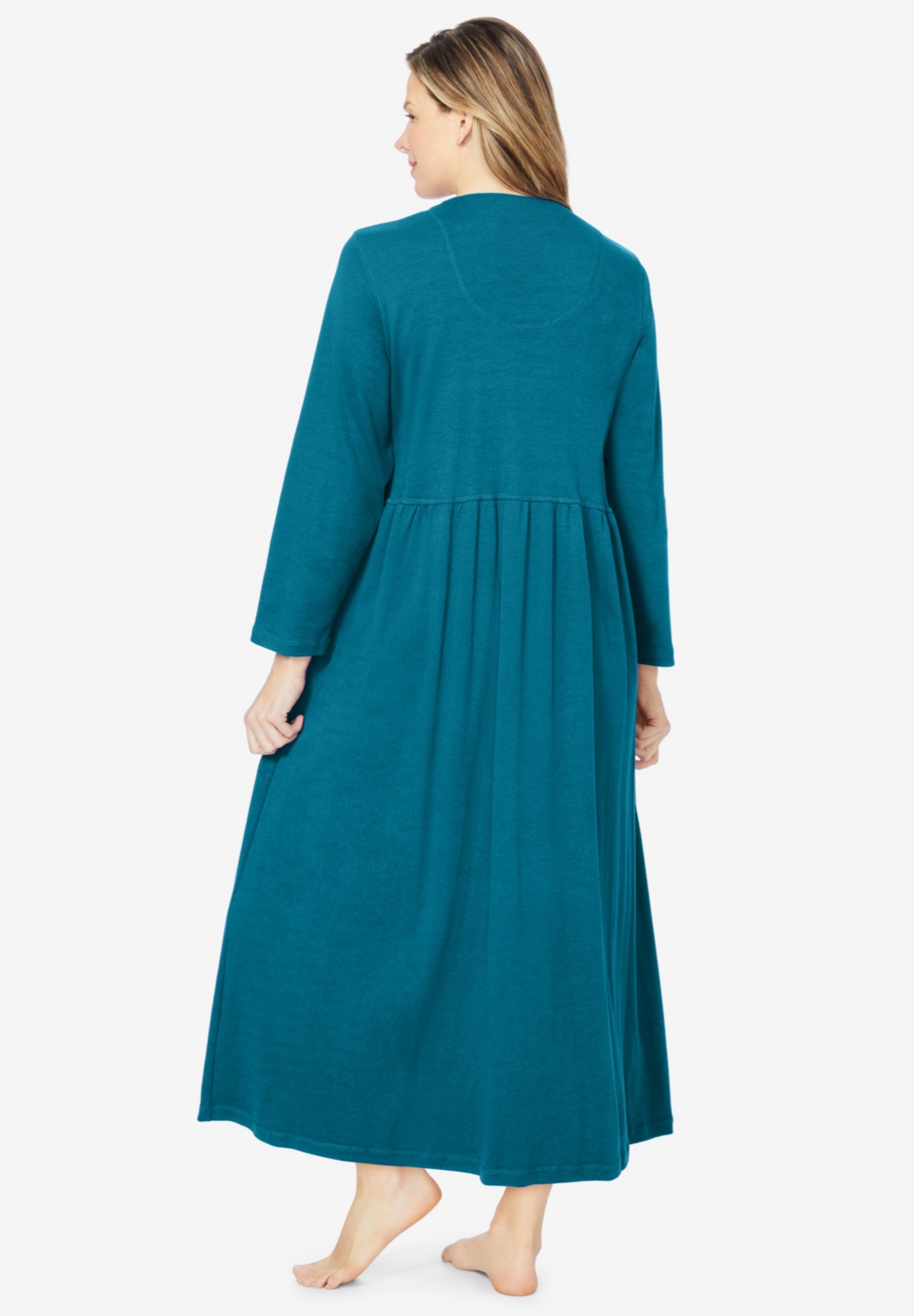 Only Neccessities Plus Size Only Necessities Long Snap-Front Knit Lounger