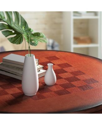 42 Inch Wooden Round Pub Pedestal Side Table with Chessboard