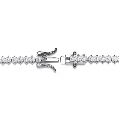 White Gold Plated Clear Round Cubic Zirconia Tennis Bracelet