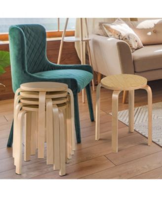 18 Inch Stackable Bentwood Dining Chairs with Round Top - Set of 4