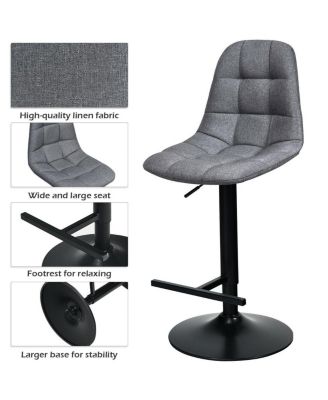 Height Adjustable Modern 360 Degrees Swivel Barstools with Footrest