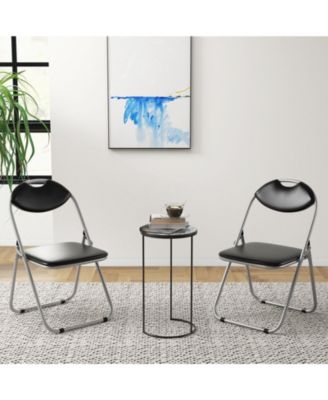 2 Pieces Portable Folding Dining Chairs Set with Carrying Handles