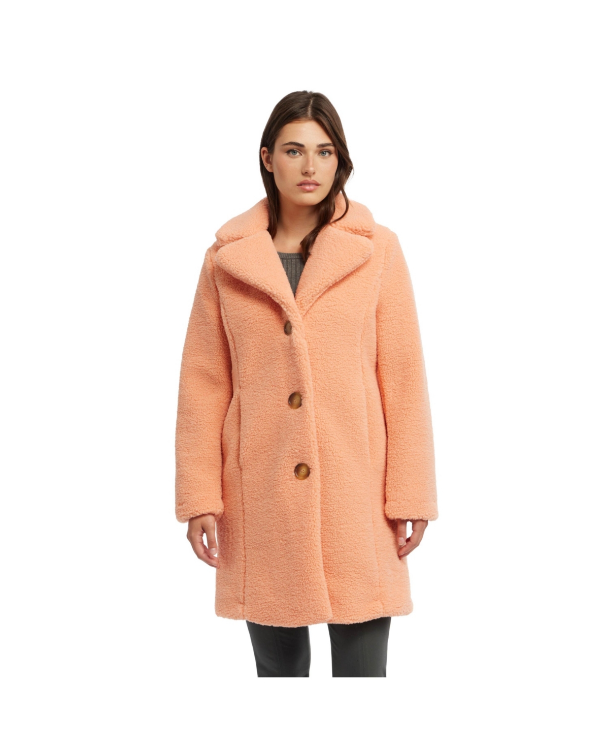 Ellen Tracy Women's Sherpa Teddy Coat With Notch Collar