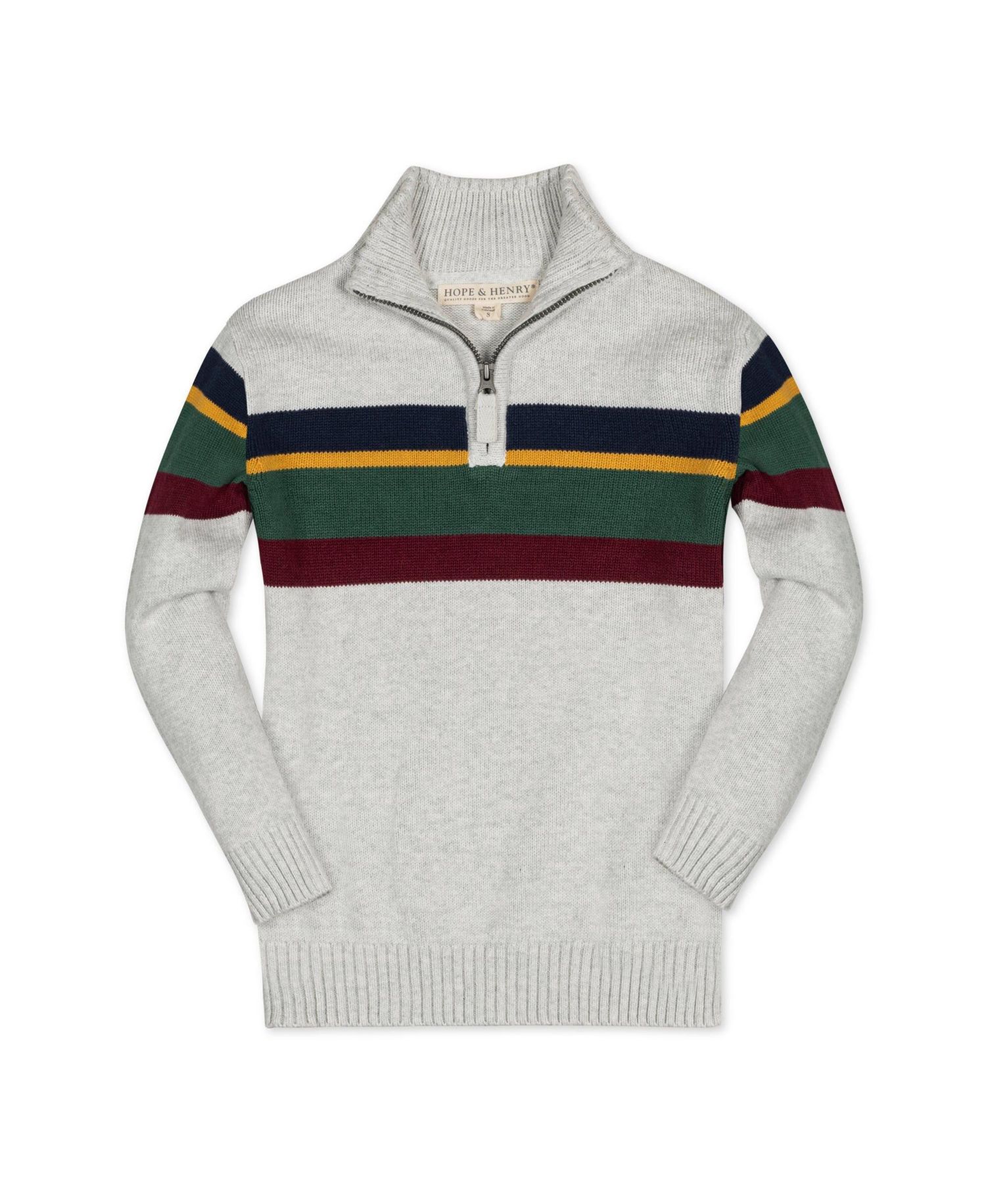 Baby Boys Hope and Henry Long Sleeve Half Zip Sweater with Engineered Stripe