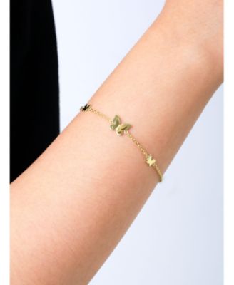 Butterfly Chain Bracelet in 14K Gold, 6.5 in adj to 7.5 in, approx. 2.9 grams