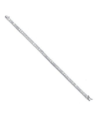 White Gold Plated Cubic Zirconia Princess - cut Tennis Bracelet