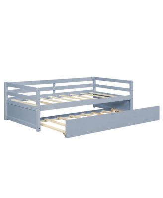 Trundle Daybed Wooden Slat Support Mattress Platform for Kids