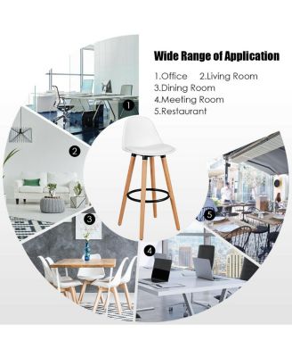 2 Pieces Mid-Century Barstool 28.5 Inch Dining Pub Chairs