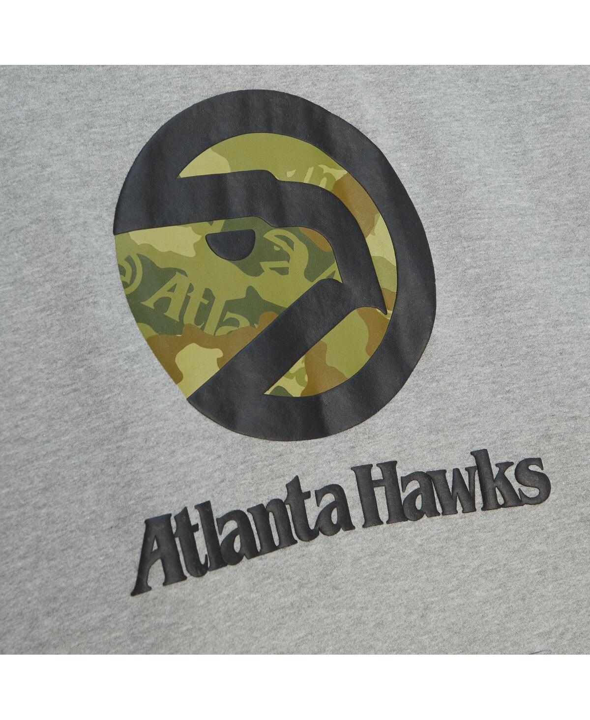 Mitchell & Ness Men'sAtlanta Hawks Hardwood Classics Ghost Camo Pullover Hoodie - Heather Gray